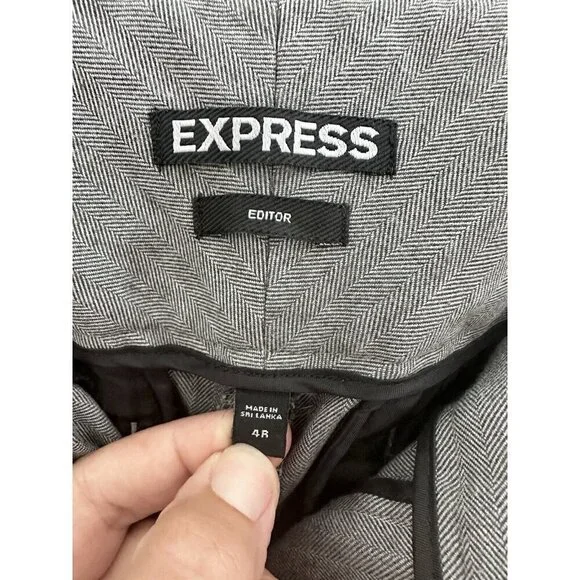 Express Editor Grey Work Career Office Pants Capsule Wardrobe Straight Leg 4R